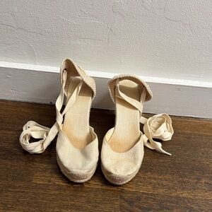 Soludos Cream Espadrille Wedges